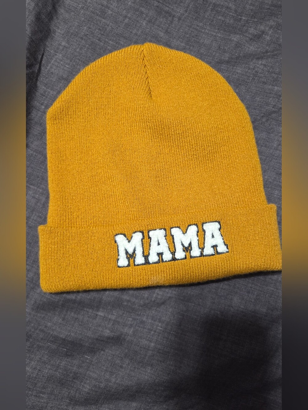 Mustard Yellow “MAMA” Knit Beanie